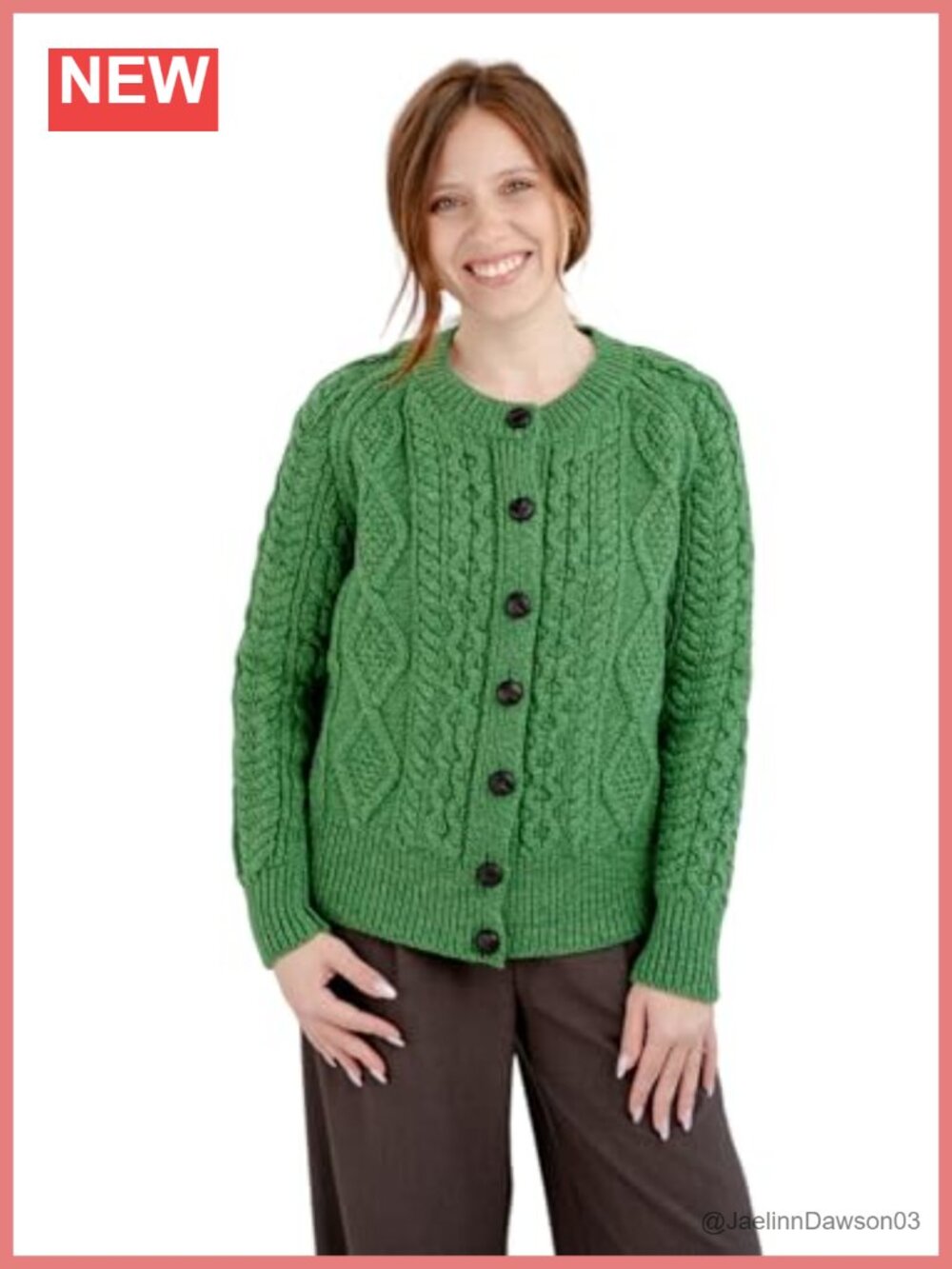 Irish Merino Wool Cardigan Cable Knit Made in Ireland